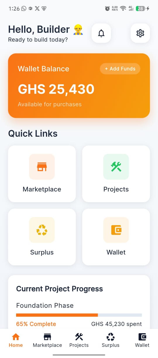 ToSi App Home Screen